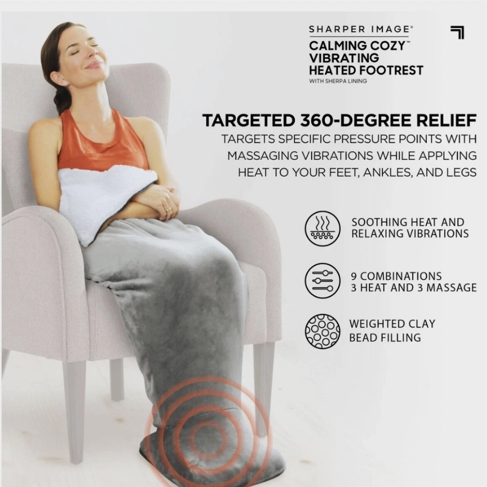 EUC Sharper Image Calming Cozy Vibrating Heated Footrest